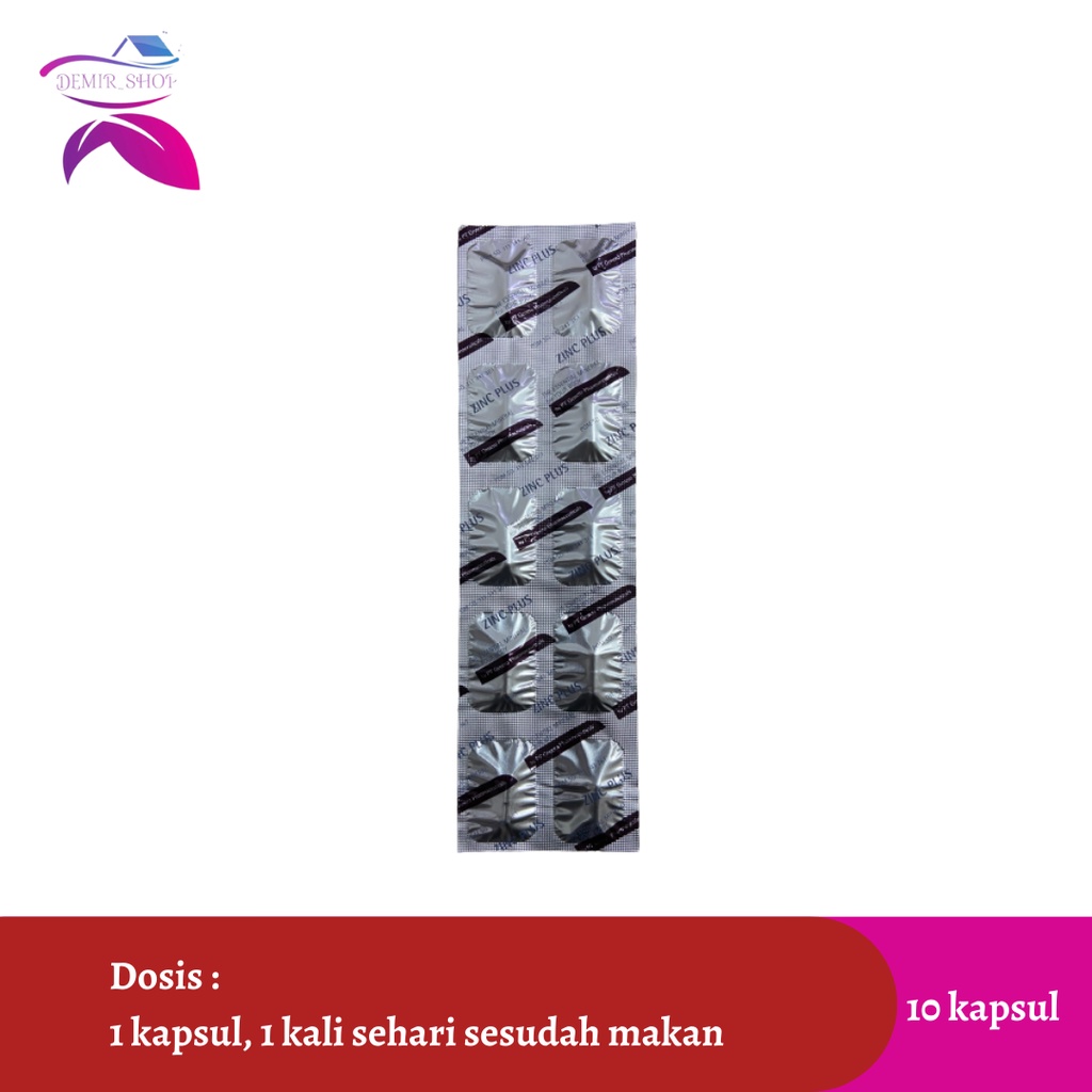 Zinc Plus Strip 10 Kapsul Suplemen Kesehatan Kulit &amp; Rambut / Mengatasi Jerawat