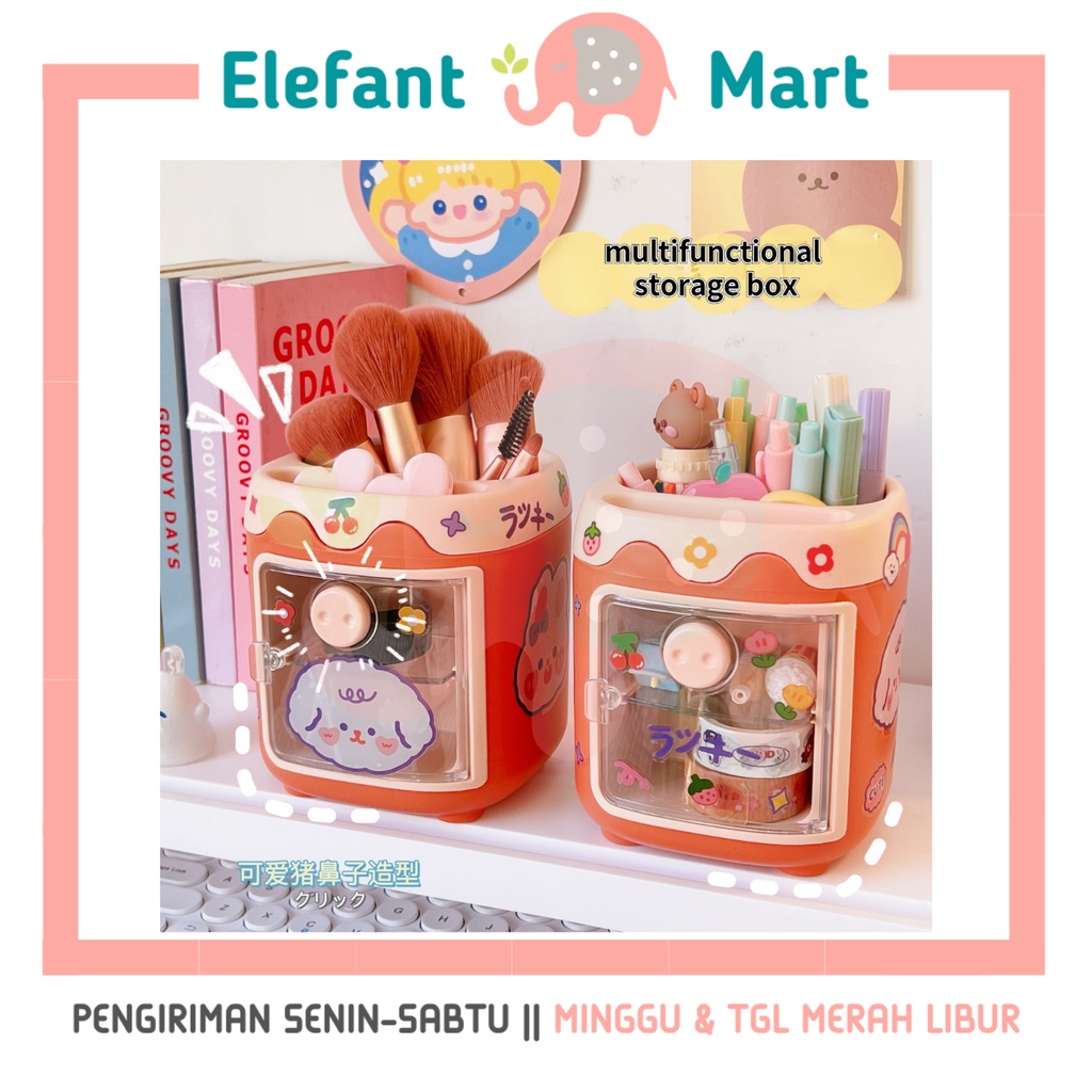 

ELEFANT MART - Pig Holder Pen Tempat Pensil Kotak Pulpen Kawai Penyimpanan Alat Tulis Organizer Stationery Pencil Case