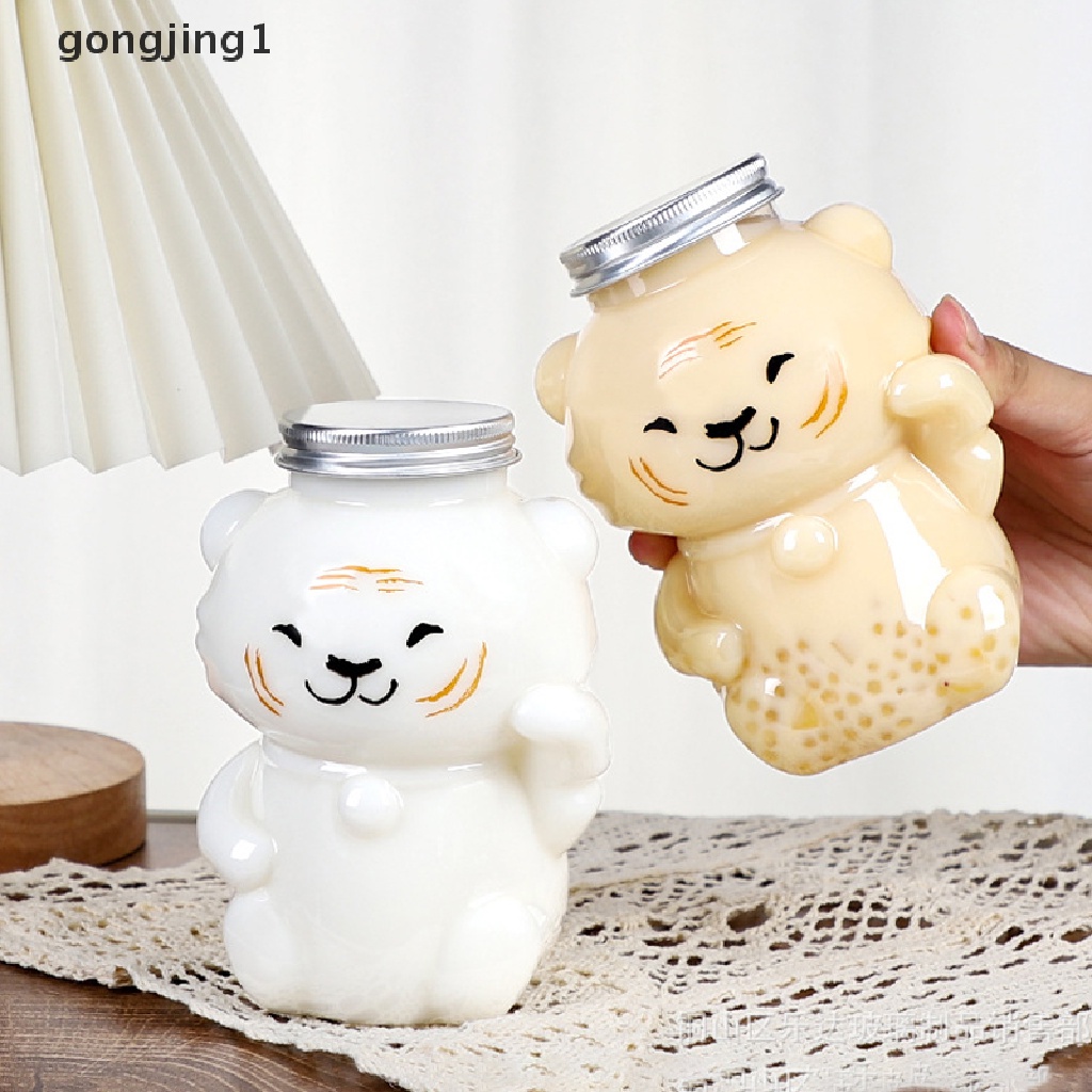 Ggg Jus Plastik Botol Minuman Bentuk Macan Transparan Kartun Jus Susu Minuman Dingin Milk Tea Drink Bottle Water Milk Cup ID