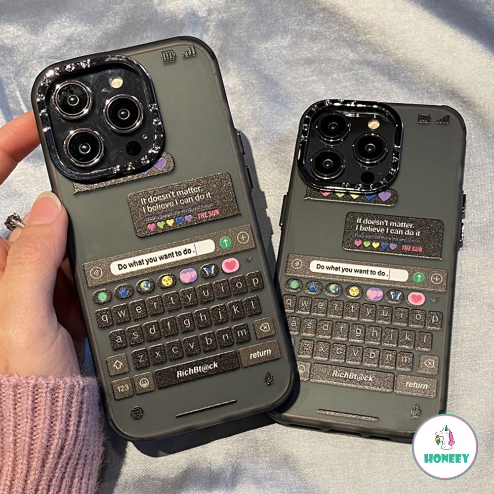 IPHONE Fashion Plating Kreatif Keyboard Ponsel case Untuk Iphone12 case iphone11 12 13 14 Pro Max Logam Kamera Perlindungan Hybrid Phone Cover