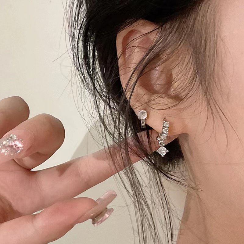 Ins Anting Zirkon Persegi Geometris Korea Famale