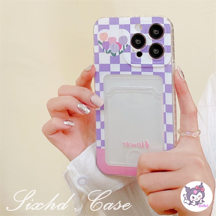 For Redmi 12C 10C 10A 10 9T 9C Note 12 11s 10s 12Pro 11 10 9 8Pro 9A 9 A1 A1 + Xiaomi 12 Lite 11 Lite 11T Pro Poco X5 5G M3 X3Pro NFC Card Holder Case Ins Checked Flower Couple Stripe Phone Cover