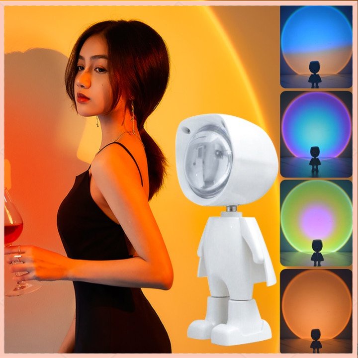 【COD】Lampu Sunset / Sunset Lamp/360°sunset Projector Lamp Robot Led Projector Night Lights Rainbow Sunset light USB Charging