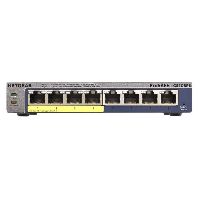 NETGEAR GS108PE Gigabit Smart Managed Plus Switch 8 Port, ProSAFE