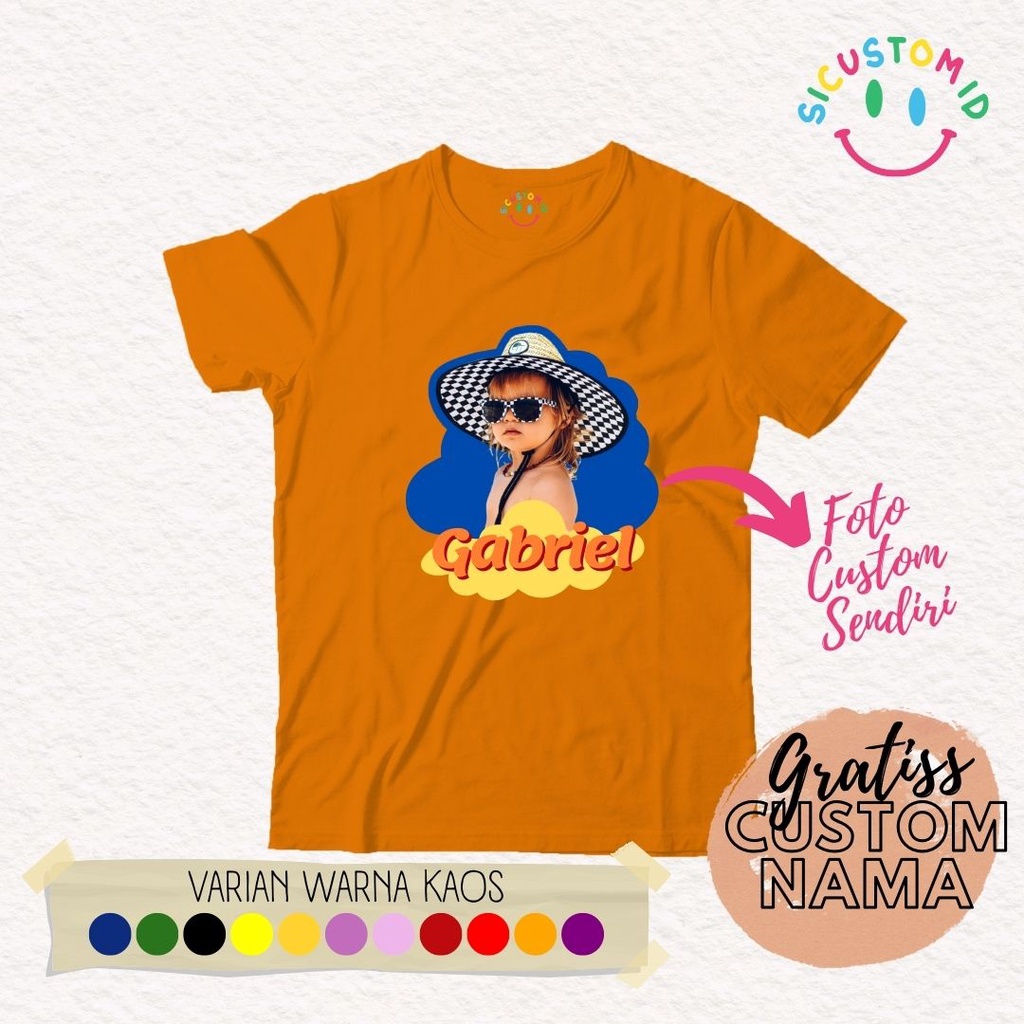 TERLARIS BAJU KAOS ANAK TANGAN PENDEK GRATIS CUSTOM FOTO + NAMA