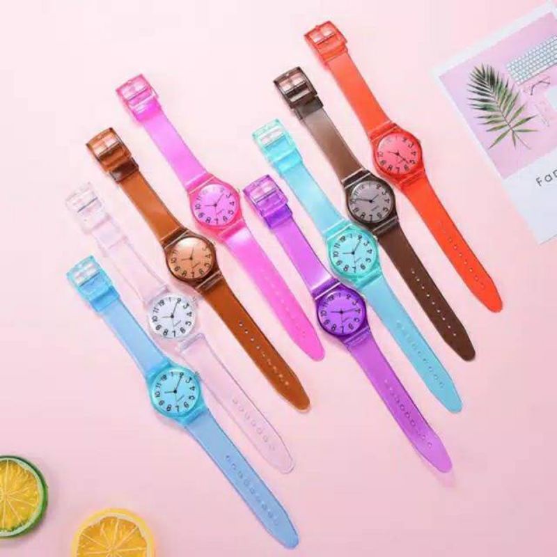 C ( C00011 ) JAM TANGAN TRANSPARAN DEWASA / WATER RESISTANT 3 ATM / TAHAN AIR / HARGA GROSIR