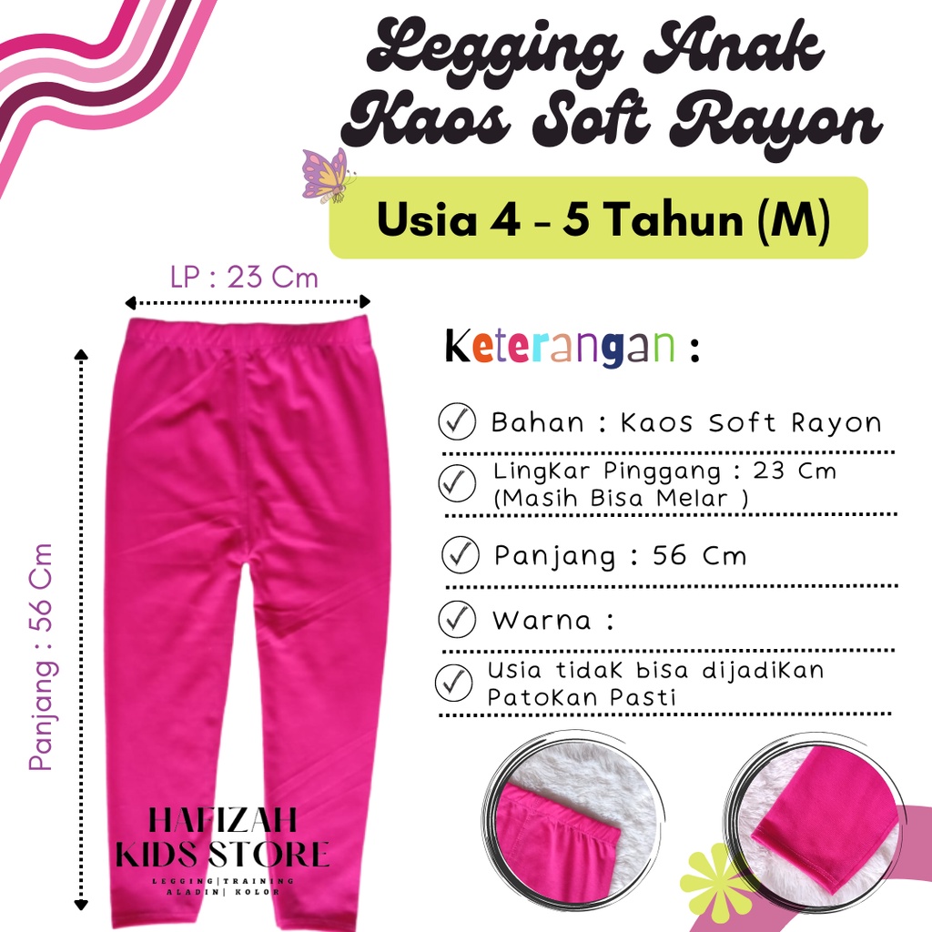 Legging Panjang Anak Kaos Soft Rayon Usia 4-5 th