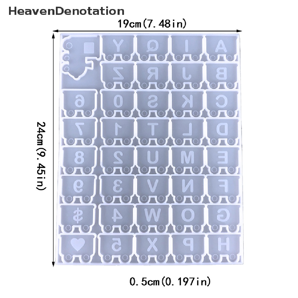 [HeavenDenotation] Alfabet Angka Hias Kristal Epoxy Resin Cetakan DIY Kereta Huruf Gantungan Kunci Tas Sekolah Anting Hias Silikon Cetakan HDV