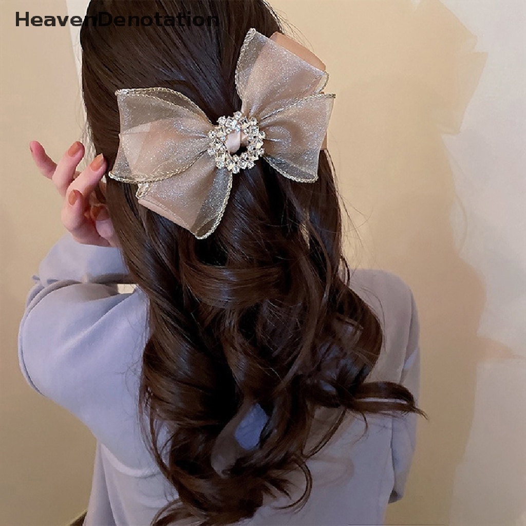 [HeavenDenotation] Berlian Organza Ikatan Simpul Jepit Rambut Musim Semi Klip Mode Pribadi Atas Jepit Rambut HDV