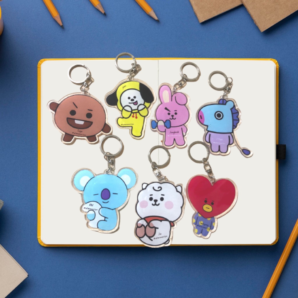 GANTUNGAN KUNCI BTS ARMY KEYCHAIN AKRILIK BT21 BERKUALITAS Gantungan Tas Karakter Bangtan Boys Jin Suga J-Hope RM Jimin V jungkook