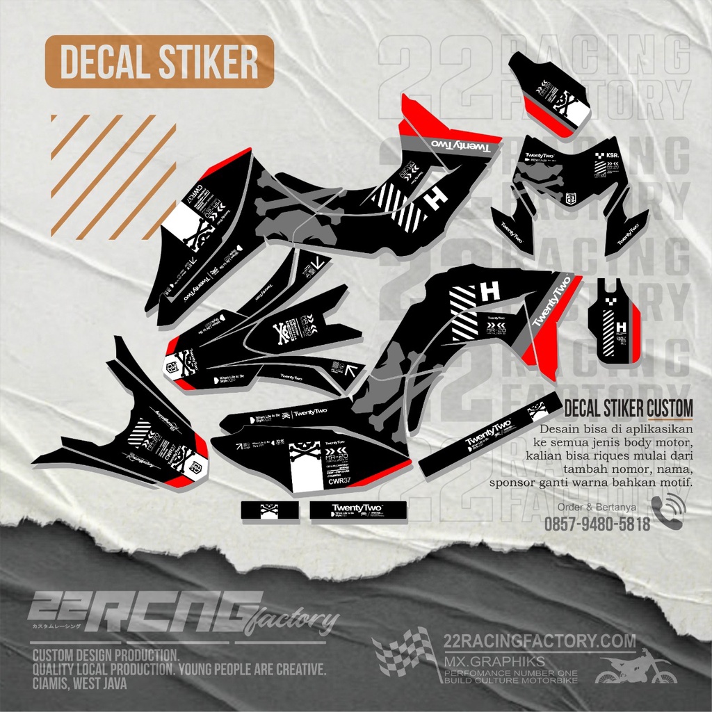 DECAL STIKER CRF FULLBODY CUSTOM BISA TAMBAH NAMA/NOMOR/SPONSOR