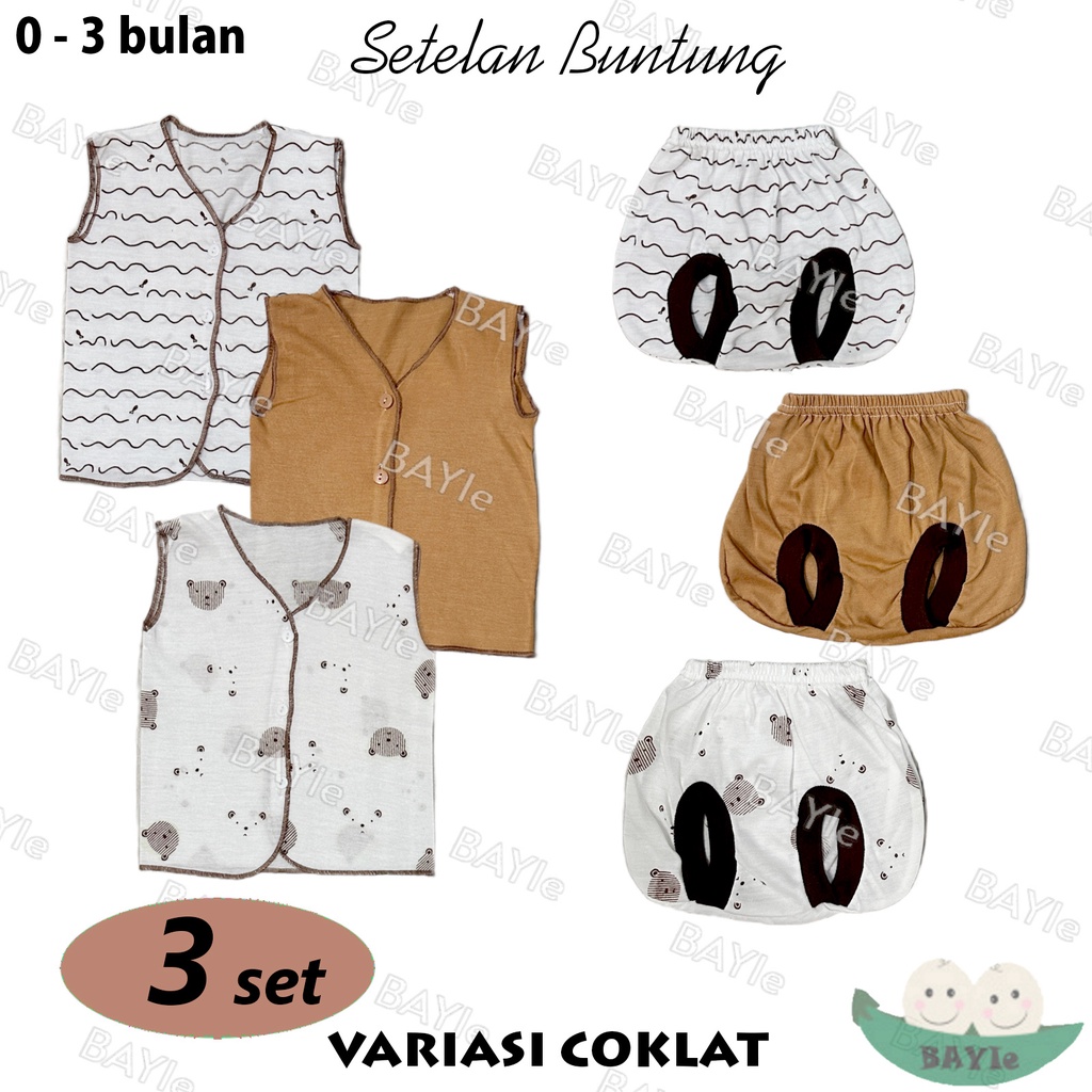 18 PCS Paket Hemat Perlengkapan Baju Bayi Baby Baru Lahir (New Born) Ekonomis dan Hemat PAKET 3 IN 1 3 COKLAT, GREY, PINK