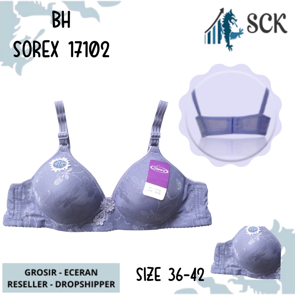 BH SOREX 17102 Tanpa Kawat Busa Tipis Motif Bunga / Pakaian Dalam Wanita - sckmenwear GROSIR