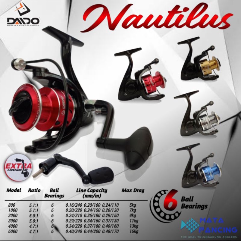 Reel daido nautilus 1000 2000 3000 4000 6000 BONUS handle cadangan