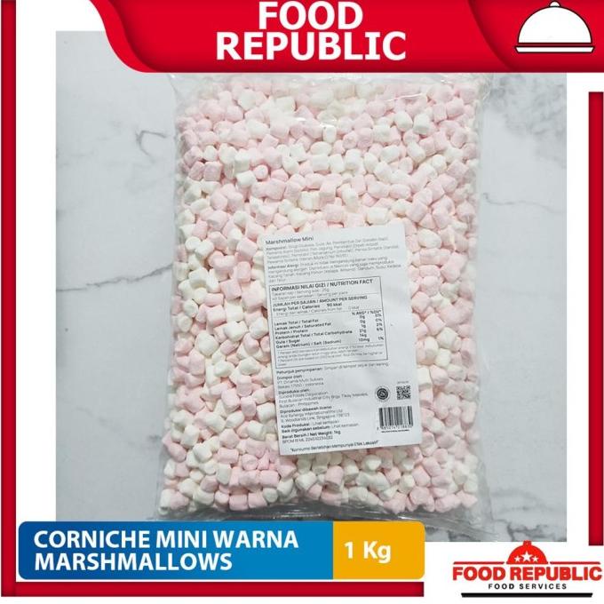 

CORNICHE MINI MARSHMALLOW 1 KG - MARSHMALLOW WARNA HALAL BEST SELLER TERLARIS