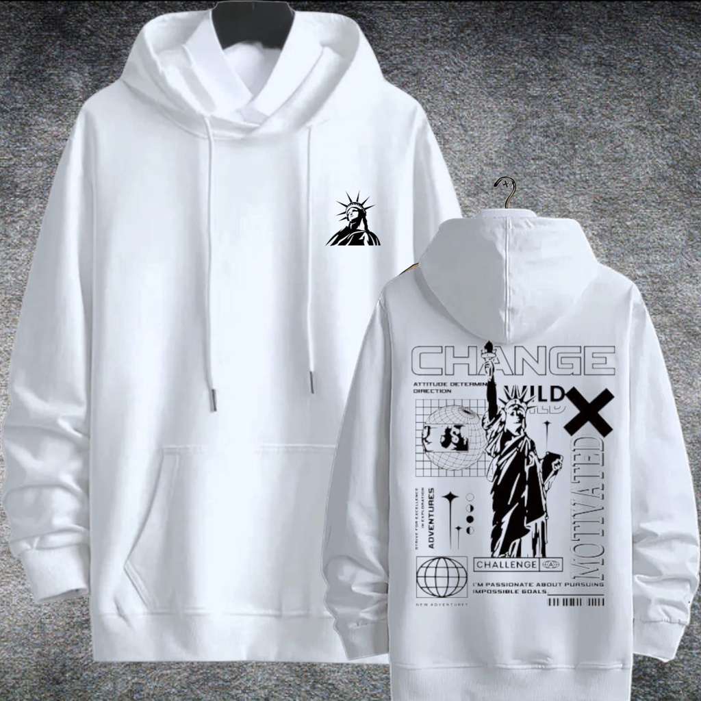 Atasan Jaket Hodie Anime Oversize Hoodie Pria Wanita Sewiter Hodi Animasi Kartun Jepang Suwiter Hody Hip Hop Keren Cowok Cewek Switer Switter Hudi Hudie Hudy Hody Distro Keren Terbaru Kekinian-LIBERTY PUTIH