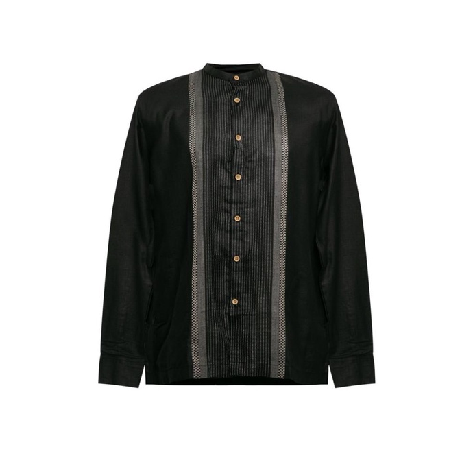 MEN'S TOP Kemeja Koko Pria Reguler Fit Serkan-Black