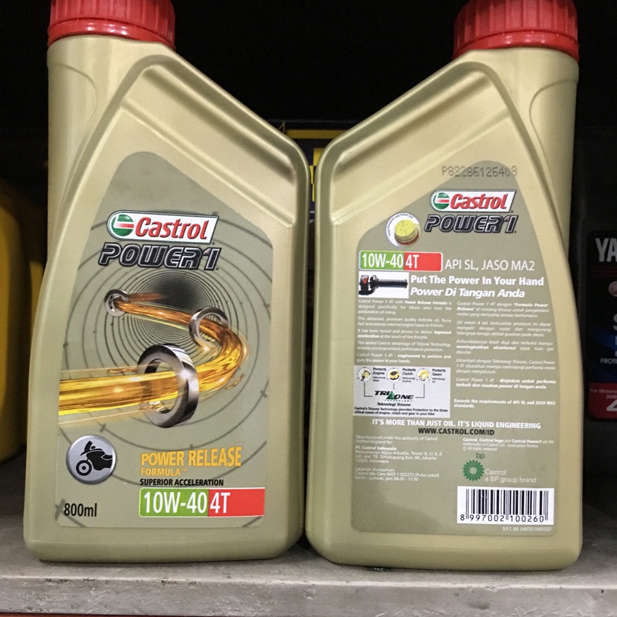 OLI CASTROL POWER 1 SYN 4T SAE 10W/40 MA2/SJ - 800ml