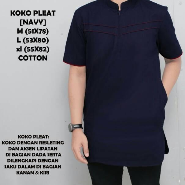 Booming Ready Koko pleat  lengan pendek baju koko pakistan fashion muslim baju koko maroon navy puti