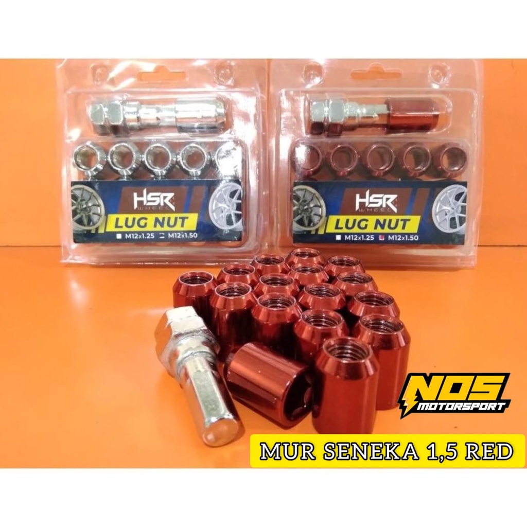 Baut Roda Mur Seneka 1,5 dan 1,25 Red HSR Wheel + Kunci L Baut Racing Variasi