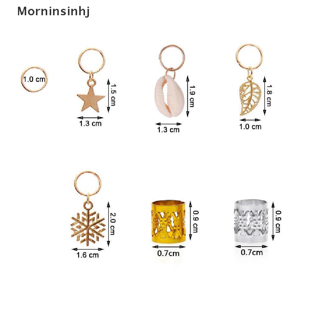 Mornin 80Pcs Dekorasi Liontin Gimbal Manik-Manik Manset Logam Cincin Rambut Klip id