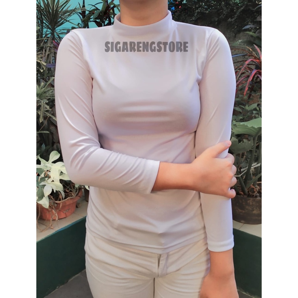 TERLARIS Manset Badan kaos leher tinggi Allsize M L XL/ manset baju /manset polos /dalaman baju lengan panjang bahan kaos tidak licin ADEM / inner SPESIAL HS01B