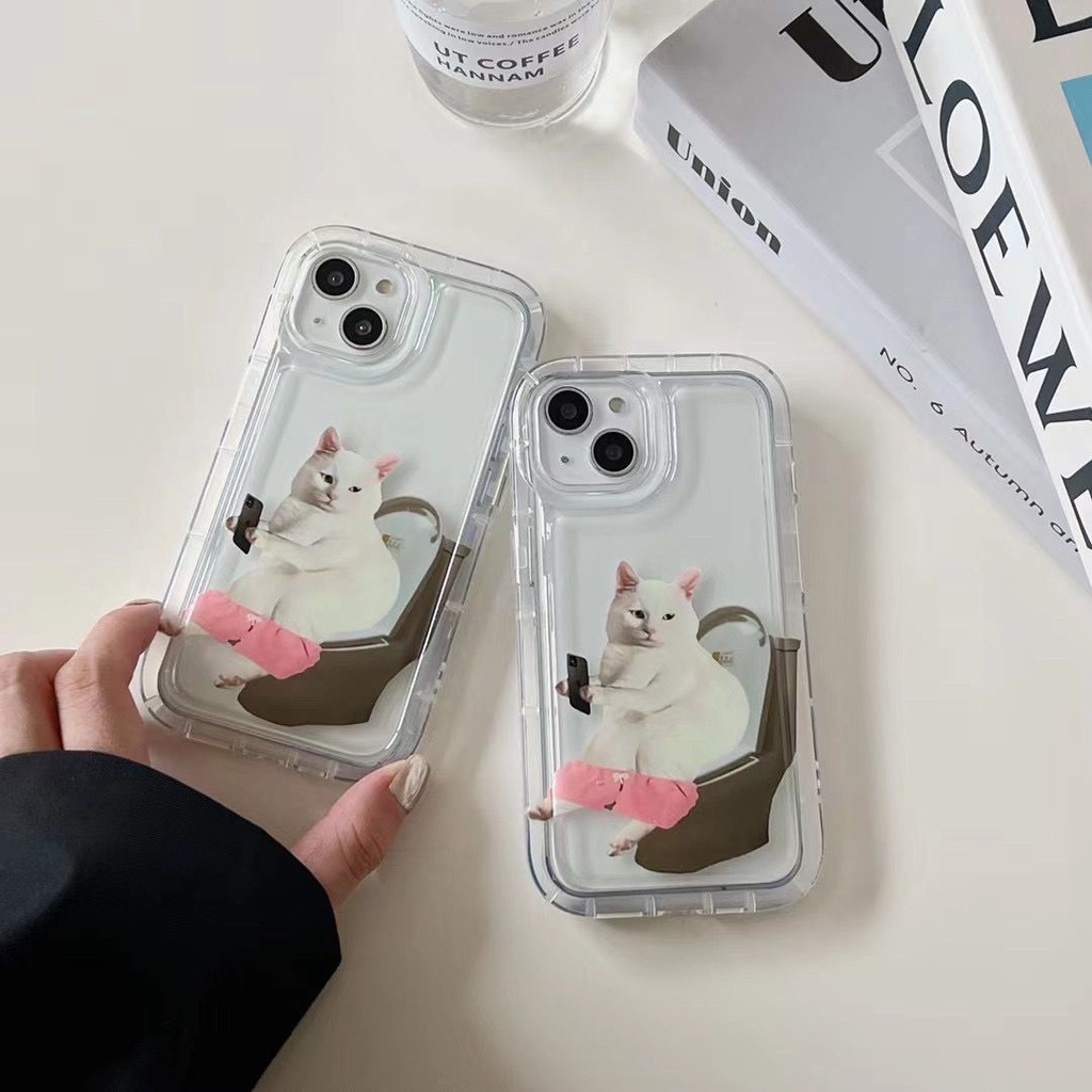 IPHONE Lembut Casing Ponsel Transparan Kompatibel Untuk Iphone14 13 11 12 Pro XS Max X XR 7 8 Plus Casing TPU Silikon Kucing Lucu Shockproof Cover