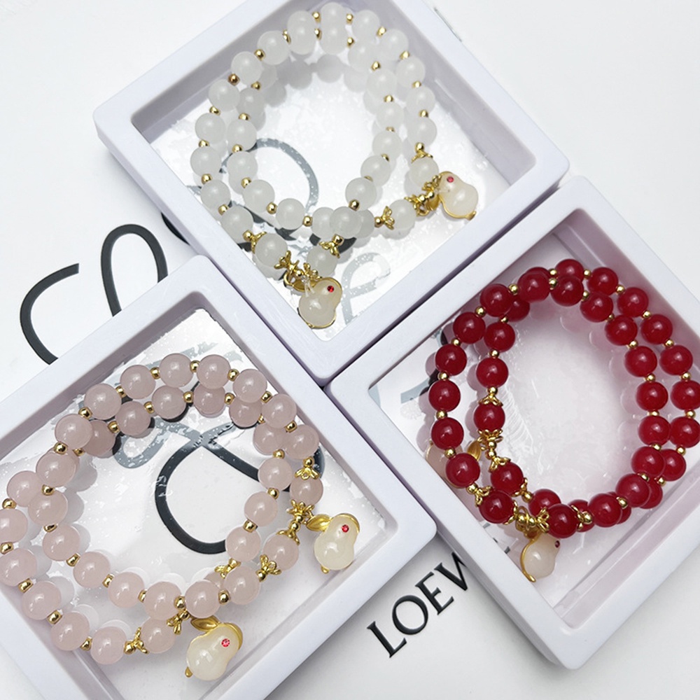 Gelang Manik-Manik Batu Glasir Kelinci Lucu Untuk Wanita Gadis Aksesoris Beruntung Perhiasan Fashion