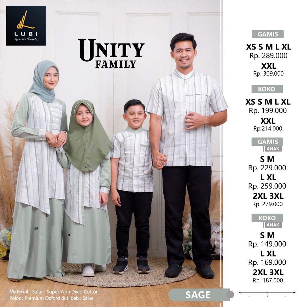 Baju Couple Keluarga Lebaran 2023 Unity Family Sage Sarimbit Lubi Unity Family Sage Terbaru Couple P