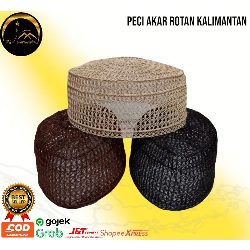 Peci Rotan Kalimantan Peci Rotan Peci Akar Rotan Kopiah songkok I free packing kardus