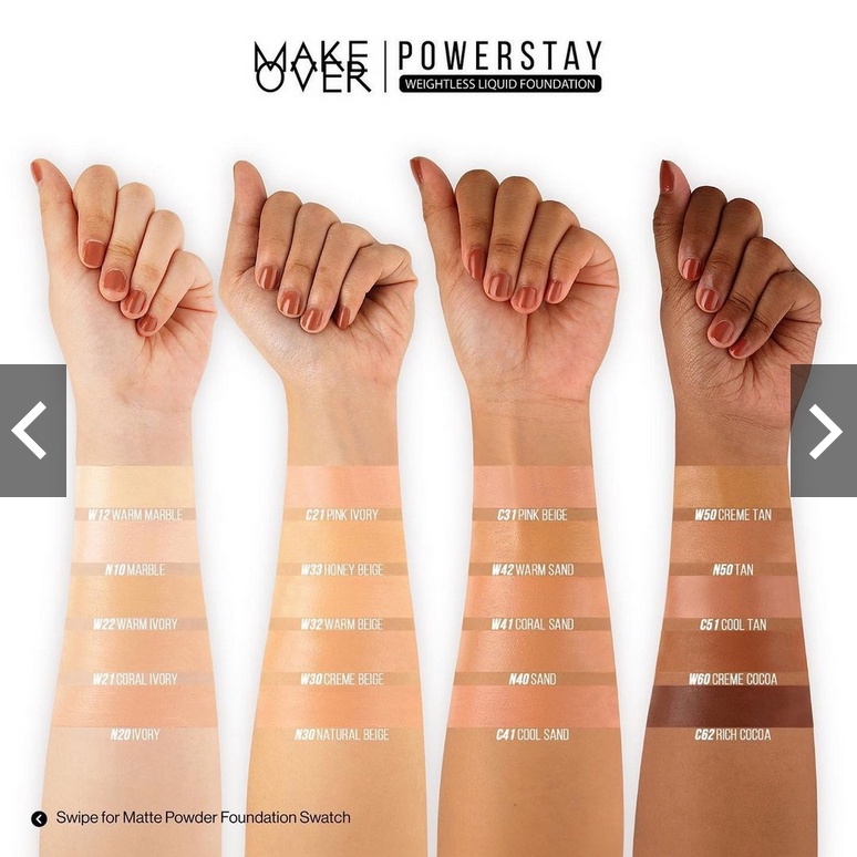 MAKE OVER POWERSTAY 24H Weightless Liquid Foundation ❤ jselectiv ❤ Alas Bedak MAKE OVER POWERSTAY Series - ORI✔️BPOM✔️COD✔️