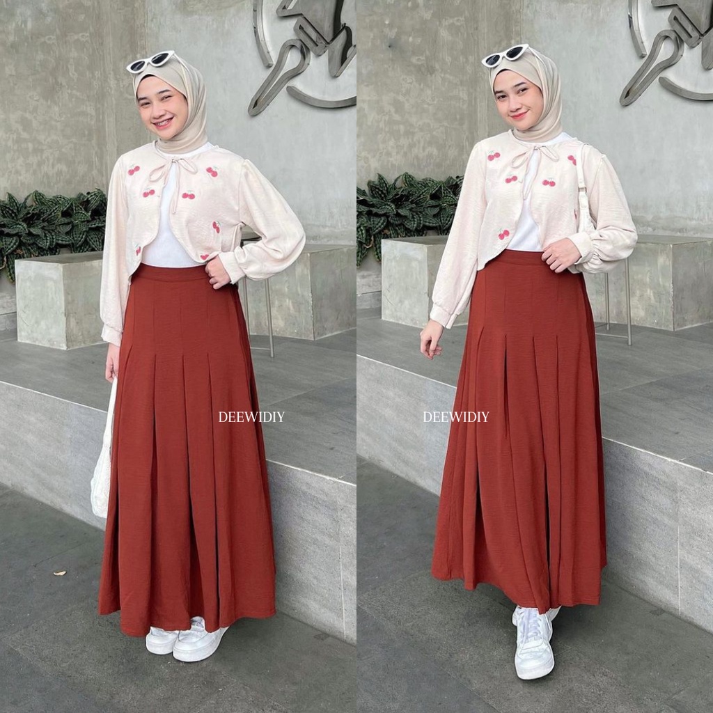 ROK PANJANG CRINCKLE / ROK PANJANG KERJA WANITA / ROK PAYUNG / ROK A-LINE / ELLE SKIRT DEEWIDIY