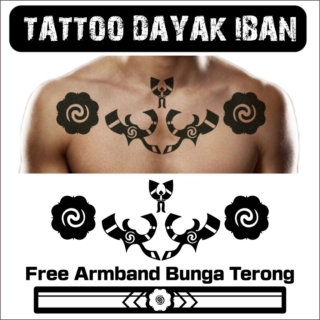 TATTO DAYAK TEMPORARY HENNA TAHAN LAMA TATTO BUNGA TERONG
