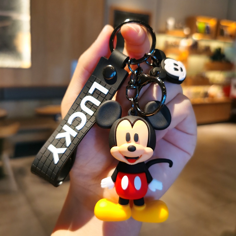 Gantungan Kunci Animasi Tiga Dimensi Mickey Minnie Boneka Keychain Pvc Kreatif Kartun Pasangan Lucu Karet Lembut Key Ring