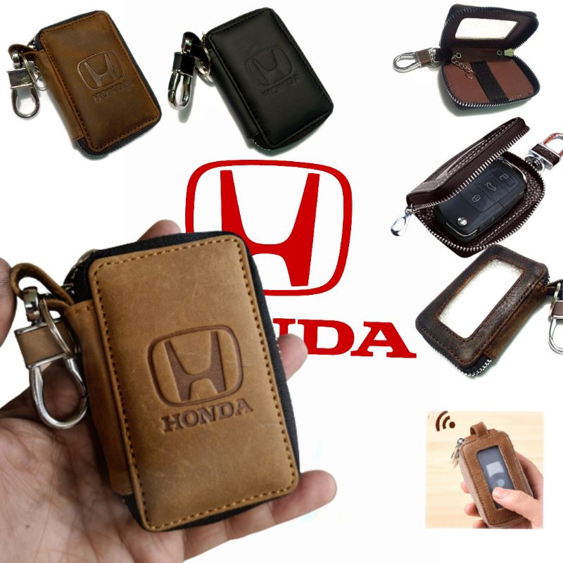 dompet kunci remote keyles mobil Honda kulit asli transparan dapat STNK mobil Honda
