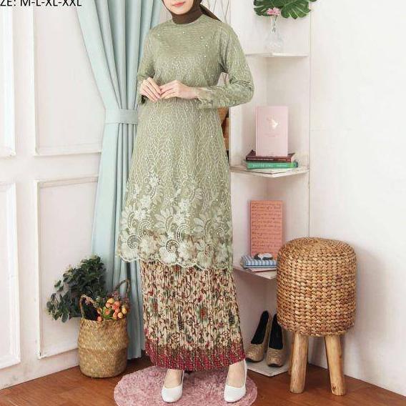 ✭ ( REALPICT ) Kebaya Tunik Tulle Bordir - Kebaya Novie Kebaya - Kebaya Modren - Set Kebaya Brukat ⅎ