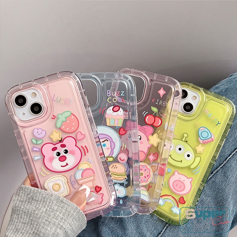 Untuk Realme C53 C11 9I 7I 6i 5 5i 5s C55 C30 C35 C25s C12 C11 2020 C33 C21Y C15 C25Y C25 C20 C3 C20A C2 Kirby Cherry Candy Kartun Strawberry Bear Manyo Airbag Shockproof Soft Case