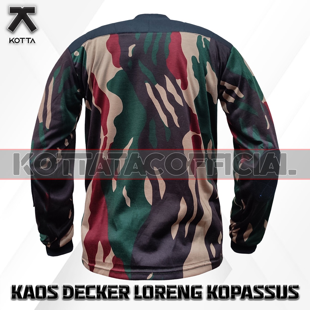 KAOS DECKER LORENG KOPASSUS - KAOS LORENG KOPASSUS - KAOS PANJANG LORENG TNI