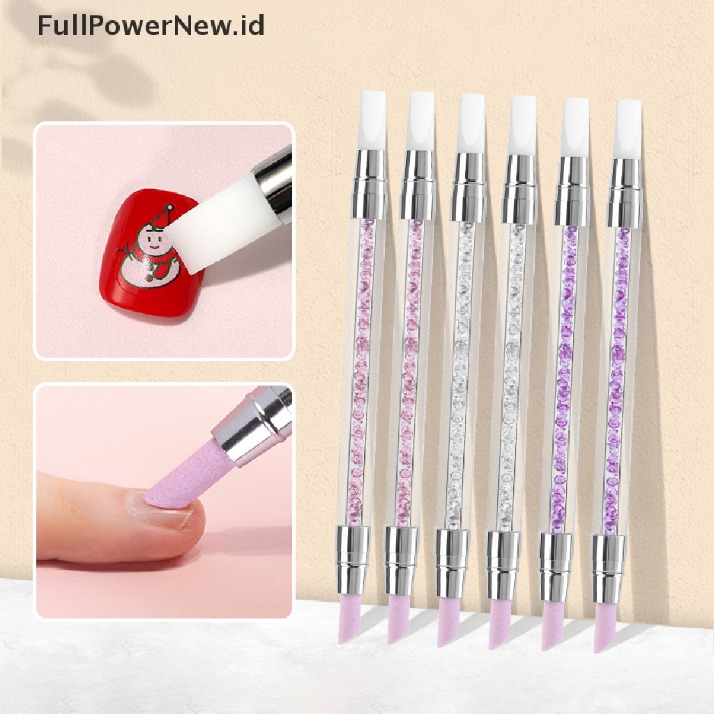 Power 1Pc Dual-ended Silicone Nail Tools Silikon Berlian Imitasi Kutek Ukir Pen ID