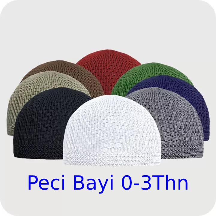 Topi Rajut / PECI BAYI Bahan Rajut 0-10 Thn / Peci Akikah Bayi