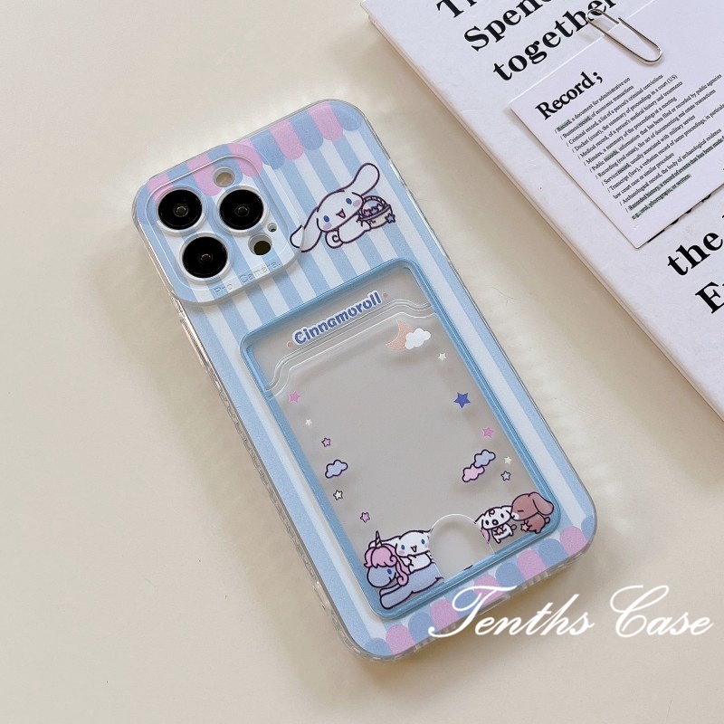 Vivo V27e V25e Y35 Y16 Y22s V23 V23e V20Pro Y15A Y15S Y21 Y21s Y21T Y33s Y33T V21e V21 Y20 Y20i Y12s Y17 Y12 Y11 Y15 Y1s Y50 Y30i Y51Striped Puppy Card Holder Casing Handphone Soft Cover