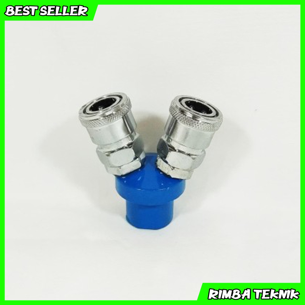 PROMO Quick Coupler 2 Way 1/4 inch / Coupler 2 Cabang / Sambungan Kran Angin Mesin kompresor