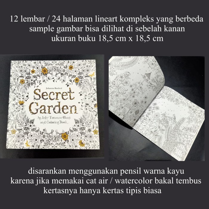 

coloring book tipis kecil buku mewarnai lineart dewasa secret garden