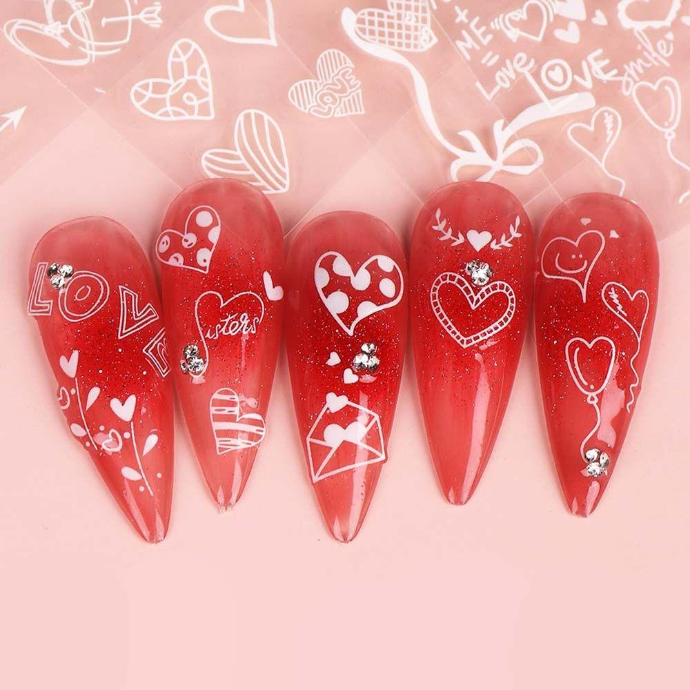 MXBEAUTY Stiker Kuku Hati Sweet Self Adhesive Ikatan Simpul Kaktus Hari Valentine Nail Art Nail Art Dekorasi