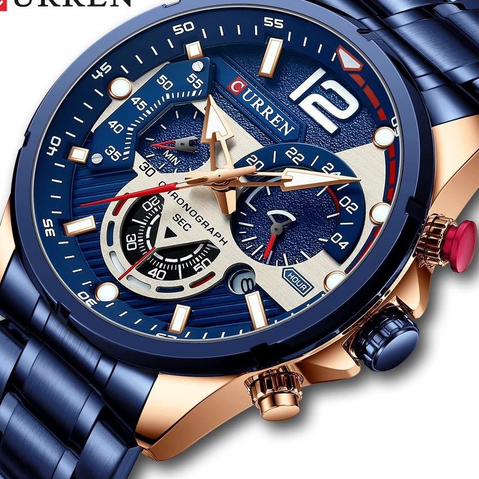 HOT SALE CURREN 8395 Jam Tangan Pria Analog Stainless Steel Chronograph Aktif Luminous Hand CURRENOS