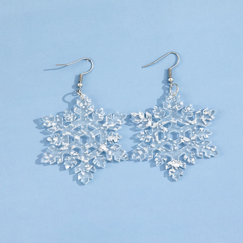 Fashion Senior Natal Perak Telinga Kait Edelweiss Pendant Earrings Acrylic Snowflake Sequin Earrings