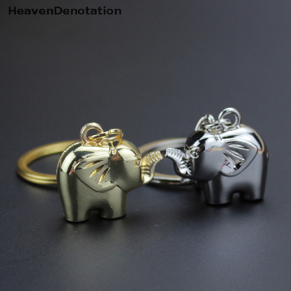 [HeavenDenotation] Fashion Indah Pet Gantungan Kunci Gajah Keyrings Warna Perak Gold Alloy Key Chain HDV