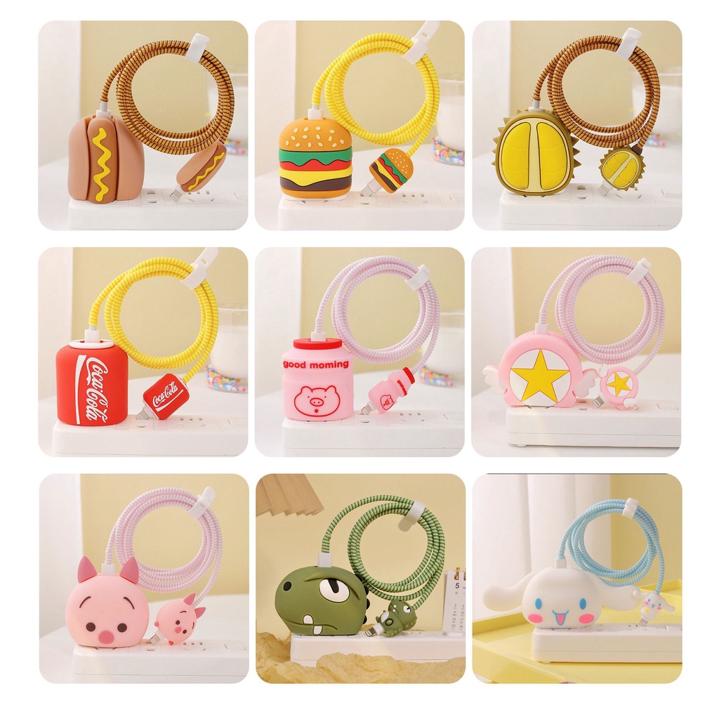 3pcs Kartun Charger Pelindung Charger Protection Untuk iPhone 20W Charger11 12 13 14pro Max