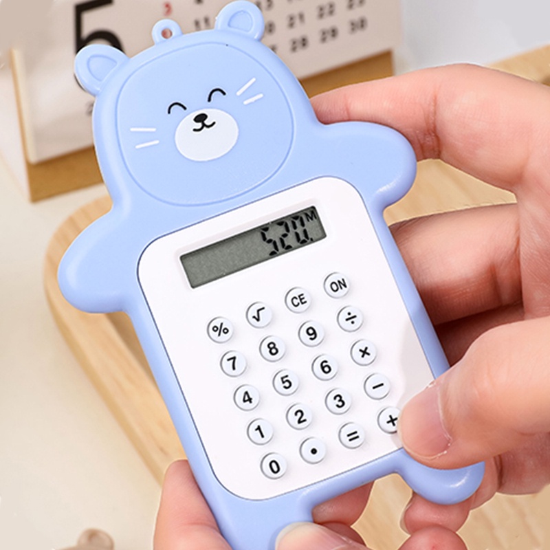 Mini Lucu Kartun Beruang Kalkulator Siswa Portable Kecil Digital Calculators