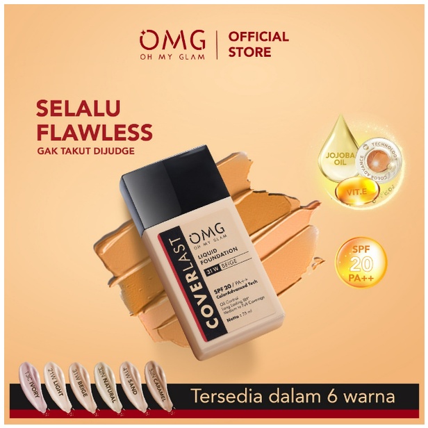 OMG Oh My Glam Coverlast Liquid Foundation SPF 20 PA++ 25ml - Alas Bedakk